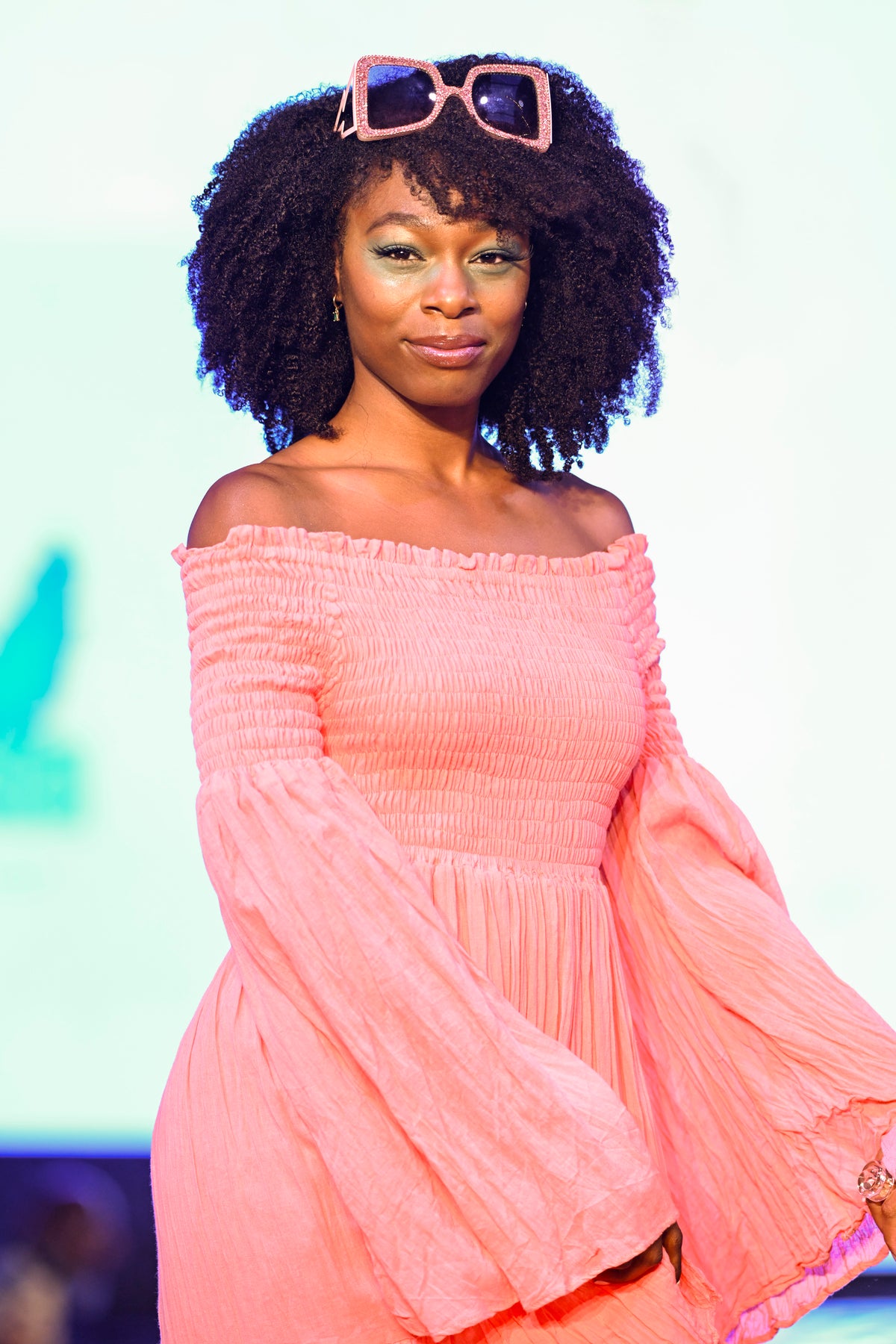 Coral Sexy Shoulders Maxi