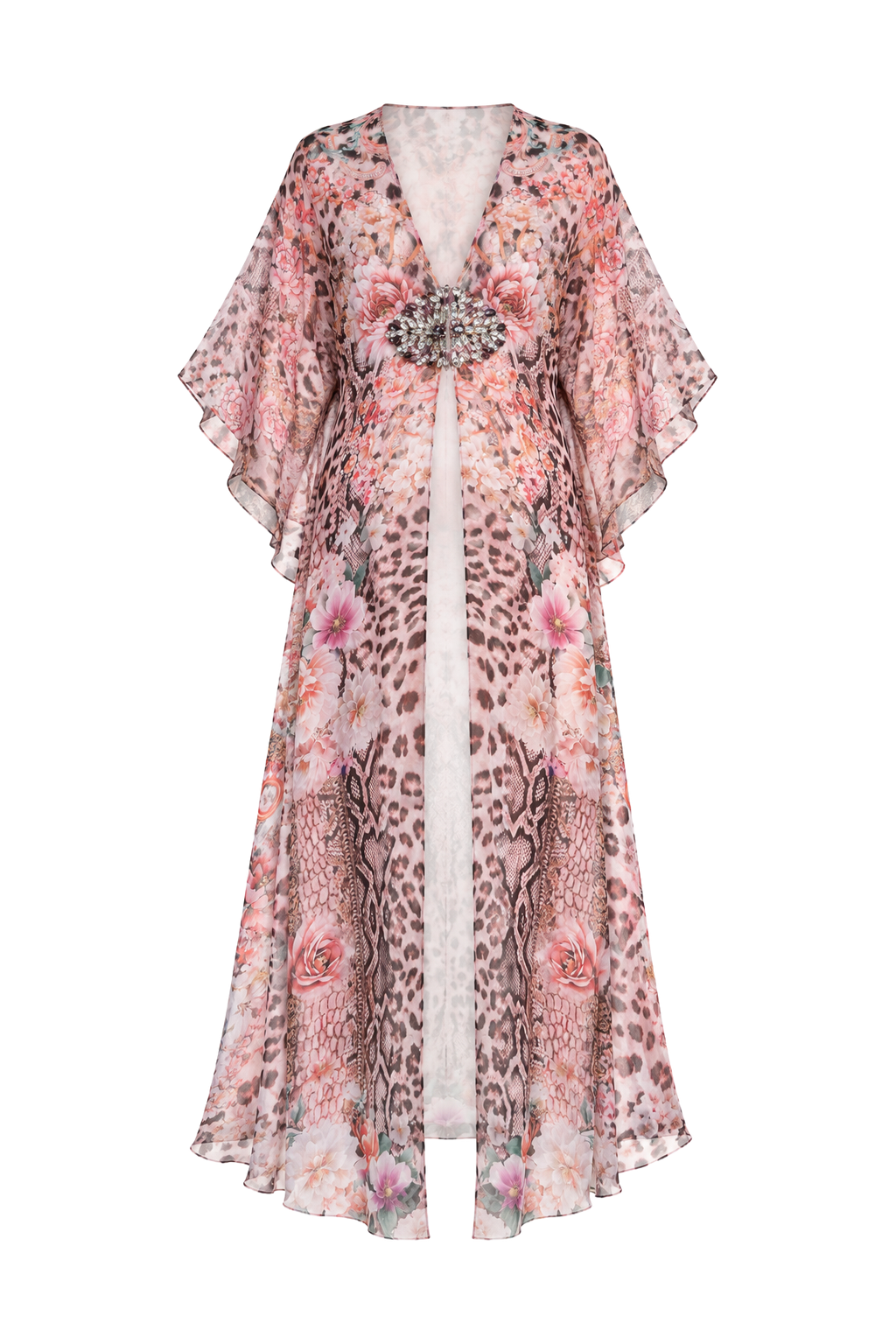 Pink Floral Leopard Jeweled Robe