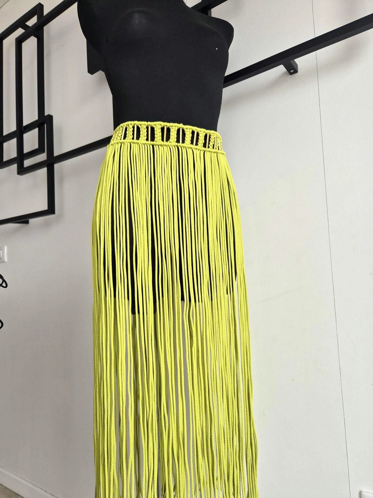 Chartreuse Fringe Skirt Cover Up