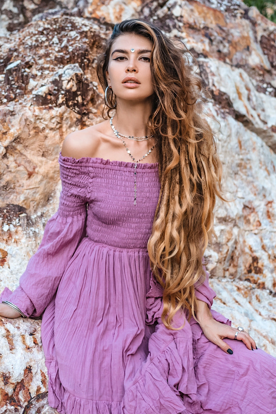 Lilac Sexy Shoulders Maxi