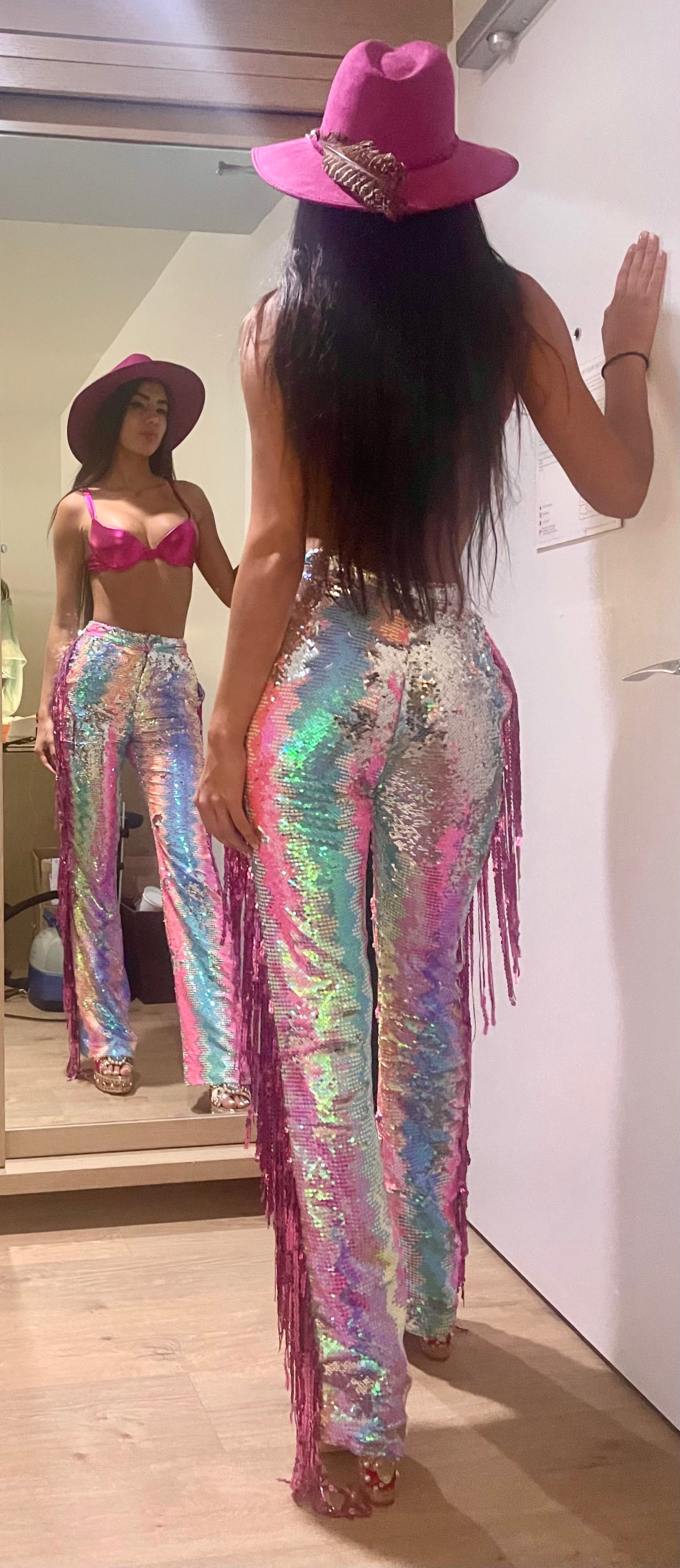 Magical Mermaid Glitter Fringe Flares