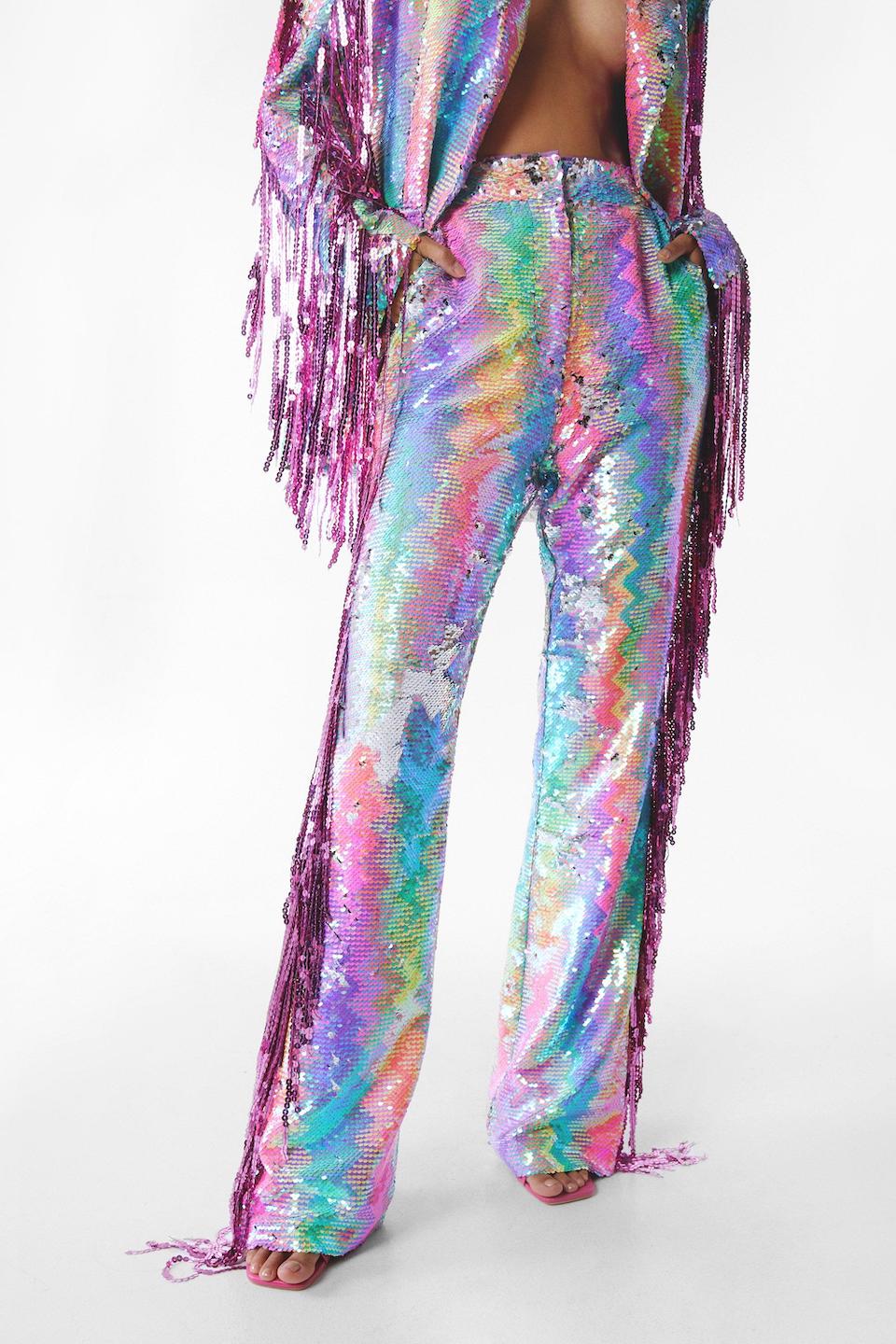 Magical Mermaid Glitter Fringe Flares
