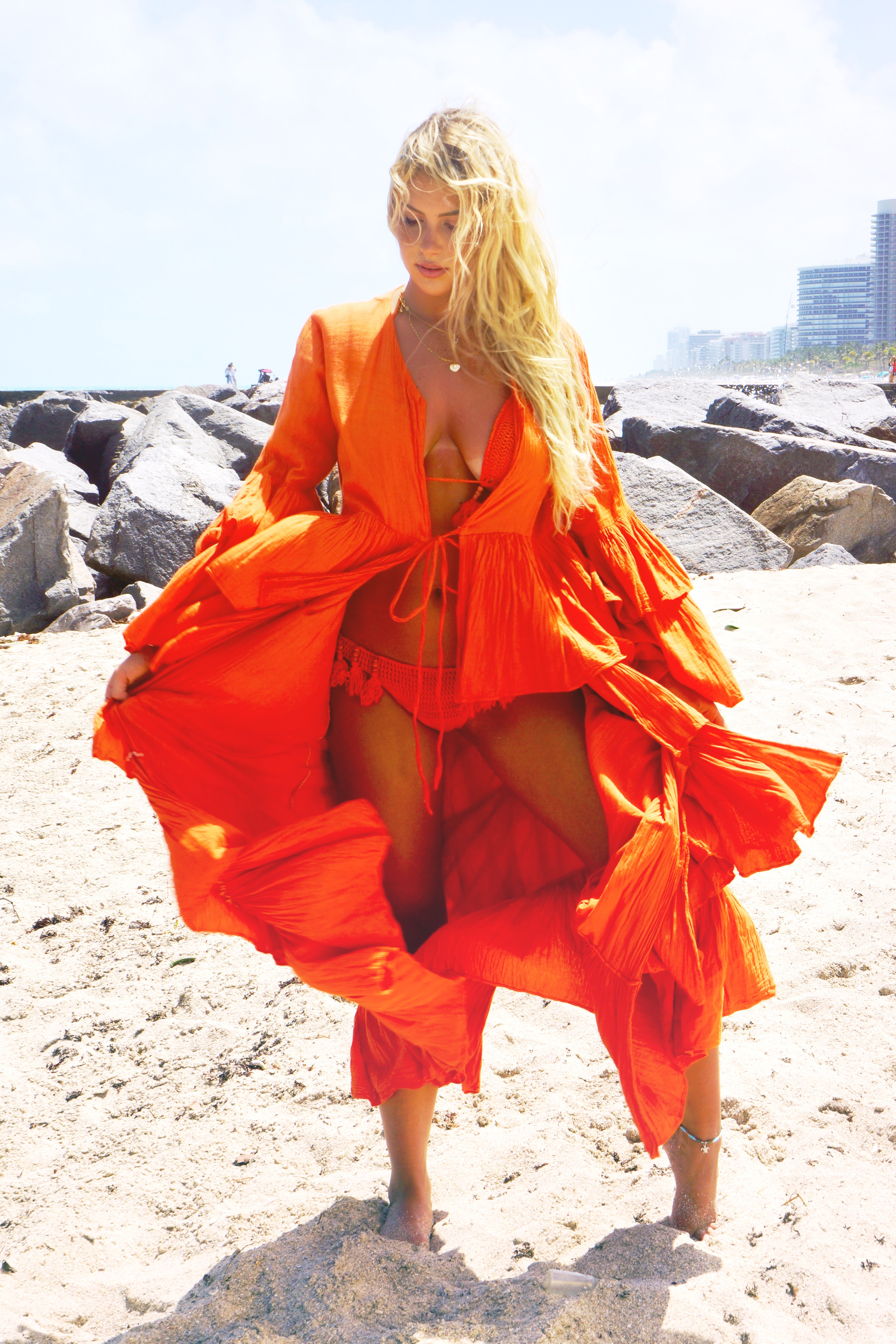 Tangerine Boho Beach Babe Robe