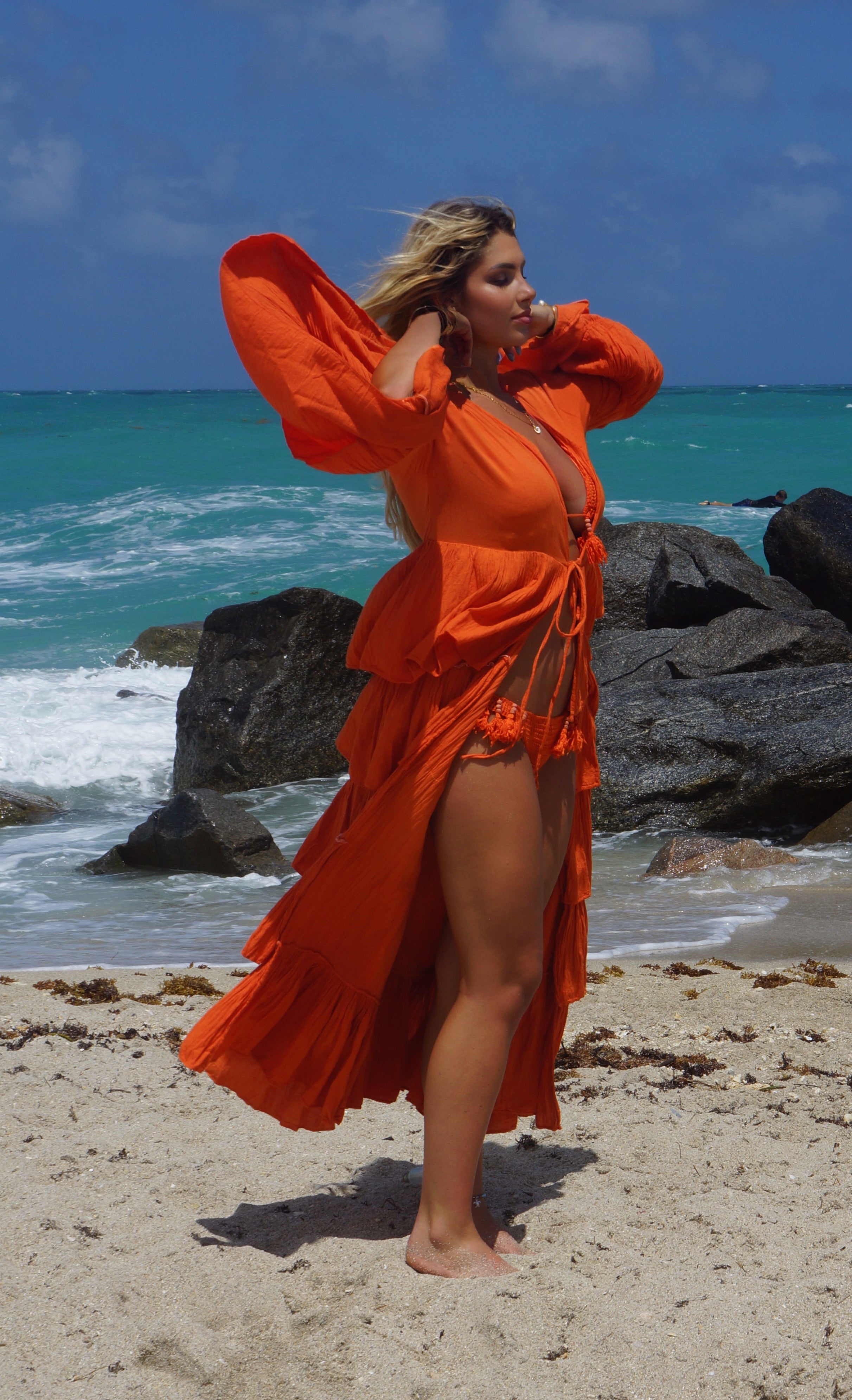 Tangerine Boho Beach Babe Robe