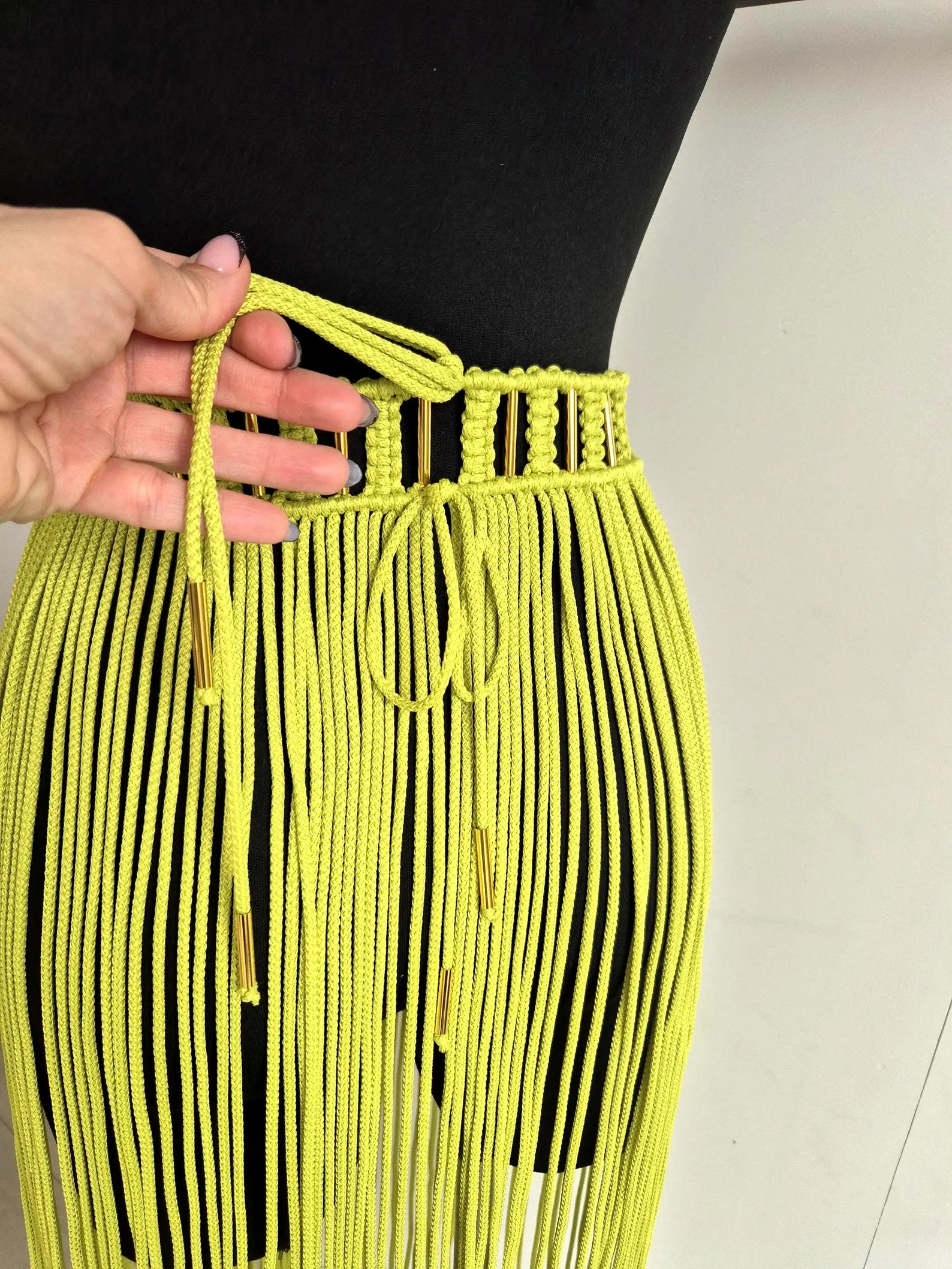 Chartreuse Fringe Skirt Cover Up