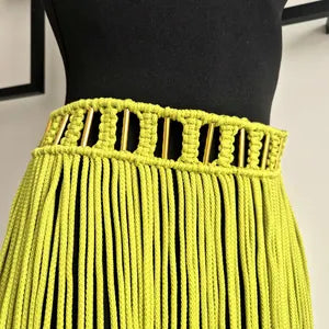 Chartreuse Fringe Skirt Cover Up
