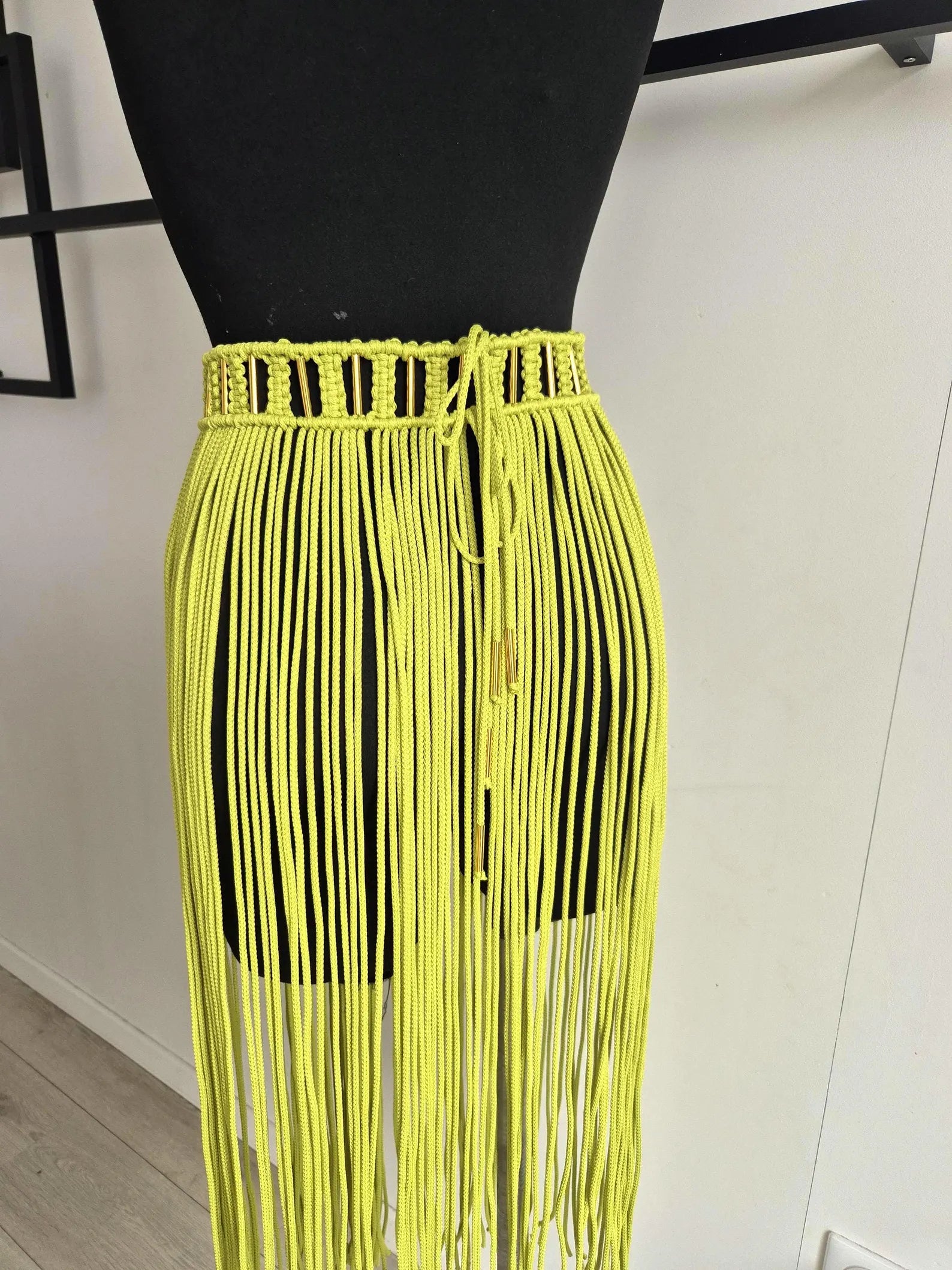 Chartreuse Fringe Skirt Cover Up