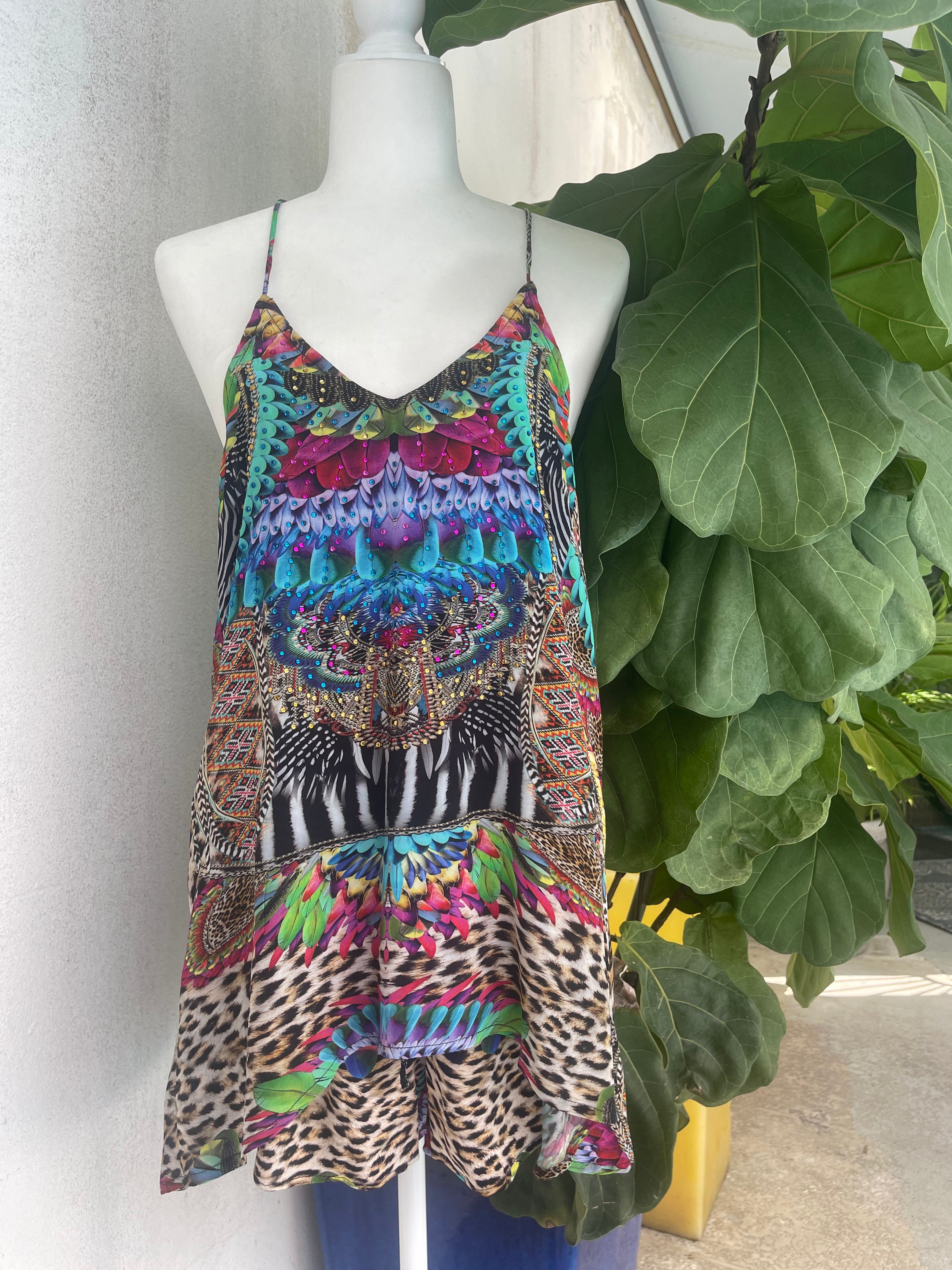 Feather Leopard T Back Tank