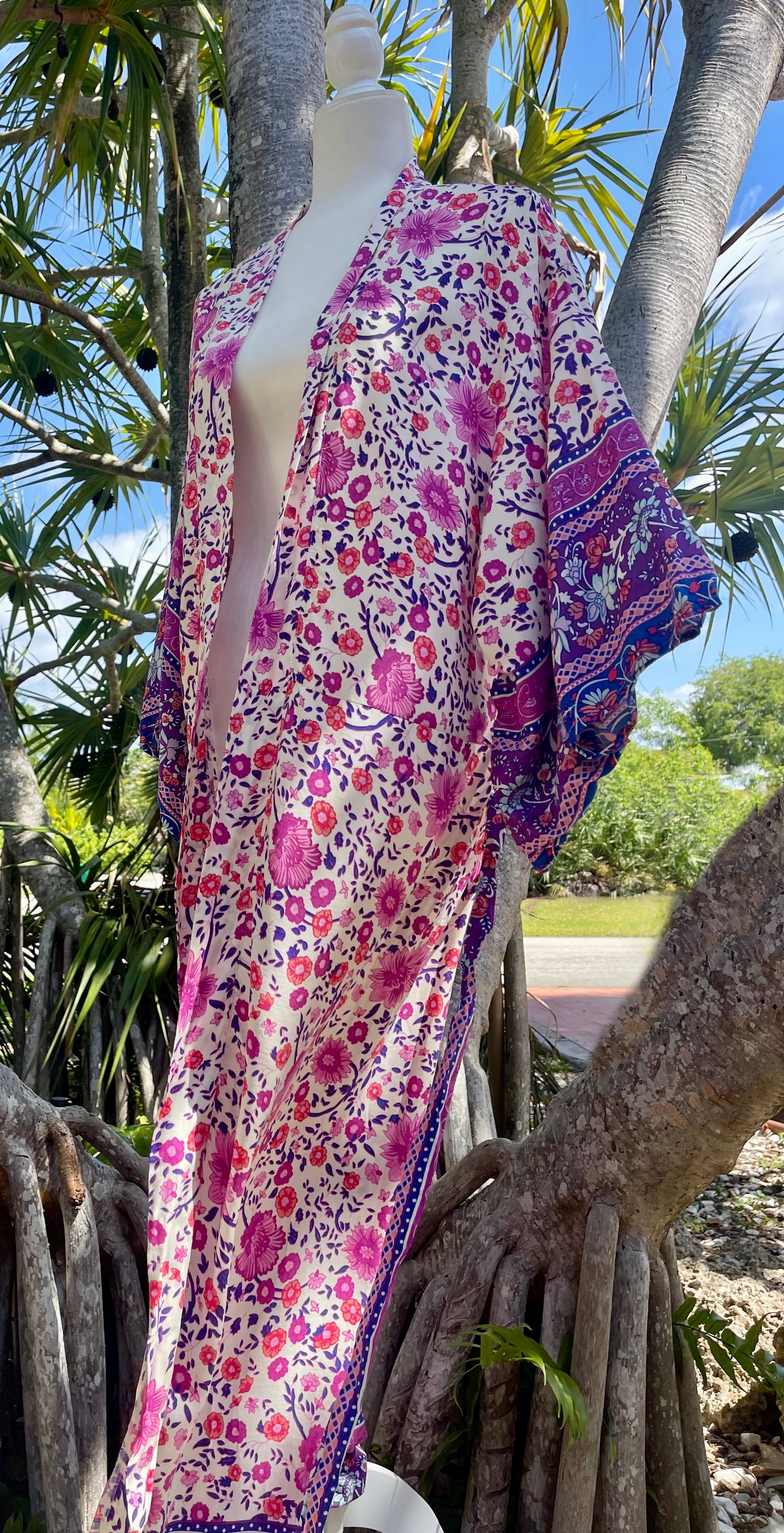 Fuchsia Flowers Kimono