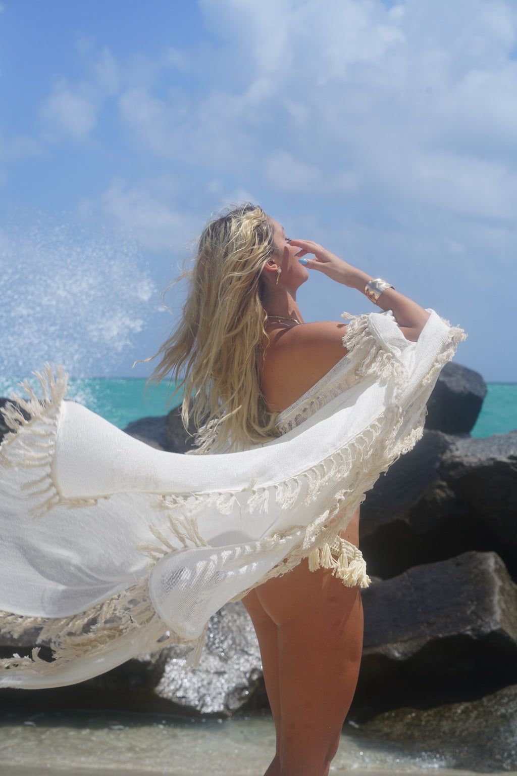 blue dress for baby girl Tulum Tassels Robe Cream – www.LUXEISLE.com