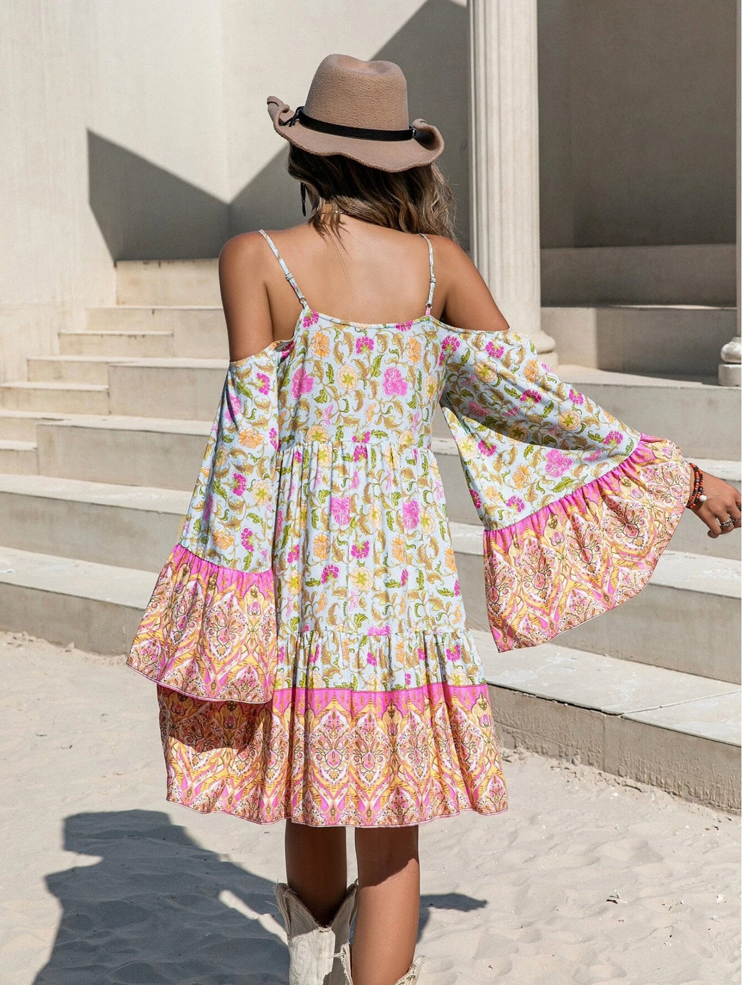 Spring Flowers Cold Shoulder Tunic